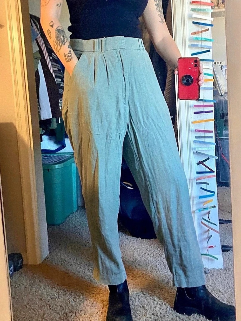 Abercrombie & Fitch A&F Sloane Linen-Blend Tailored Wide Leg Pant Wide Leg Pants